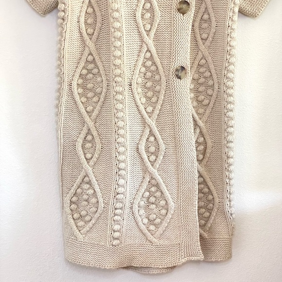 Stella McCartney Wool Cashmere Chunky Cable Knit Bobble Cardigan Dress Ecru IT40 - Picture 4 of 15